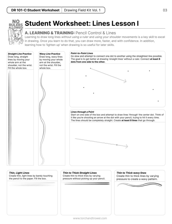 Student worksheet from Drawing Field Kit Vol. 1